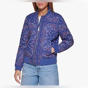 Blue Paisley Levi's Women's Diamond Quilted Bomber Jacket